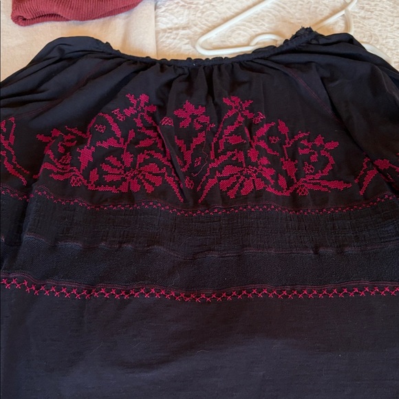 Free People Black Tunic with Deep Red Embroidery - Picture 6 of 7